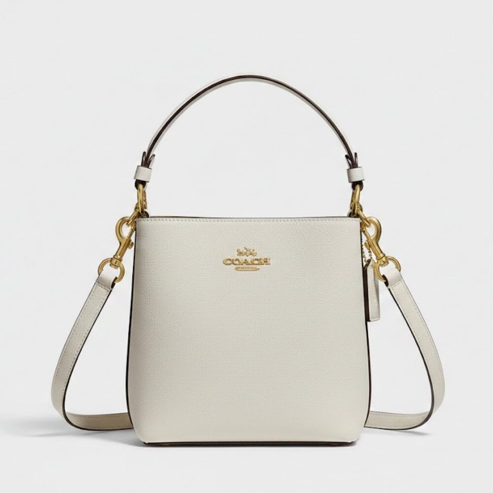 Coach Town Bucket Bag Chalk white pebble leather crossbody Shoulder Bag